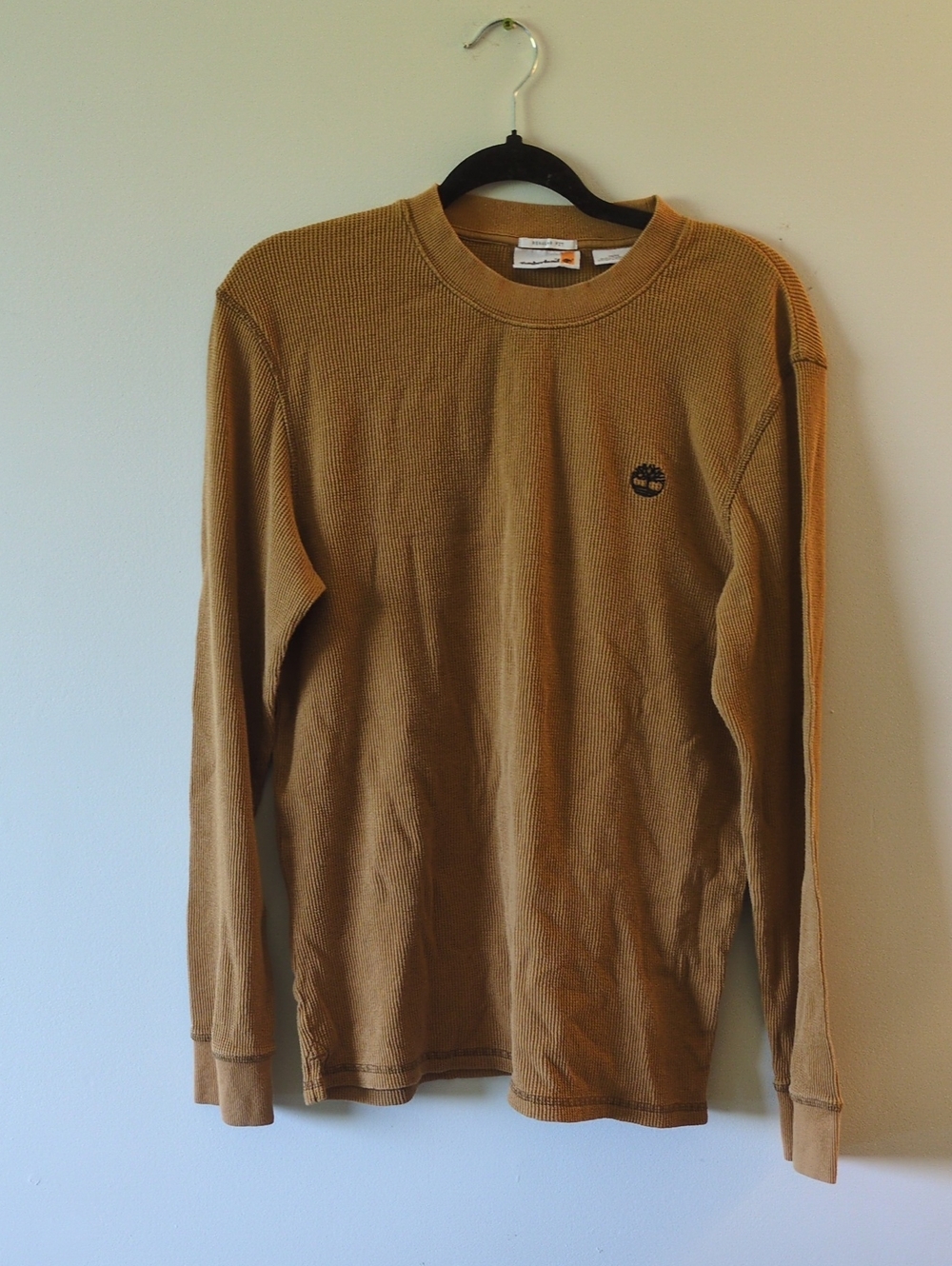 Timberland Men's Long-Sleeve Waffle Knit Crew in Caramel Brown